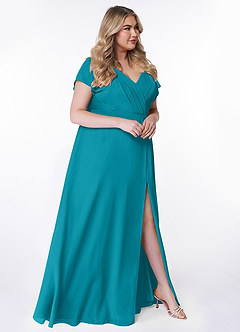 Azazie Rylee Bridesmaid Dresses Jade A-Line Pleated Chiffon Dress image9