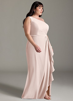 Azazie Liza Brautjungfernkleider Meerjungfrau-Linie One-Shoulder Chiffon Kleid Blassrosa image9