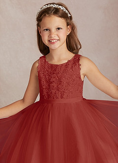 Azazie Calla Robe Demoiselle D'honneur Fillette Robe Princesse en Tulle Dentelle Terracotta image1