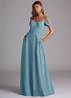 Azazie Marley Bridesmaid Dresses Moody Blue A-Line Off the Shoulder Chiffon Convertible Dress image1