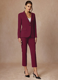 front Kennedy Burgundy Structured Stretch Pants Suit