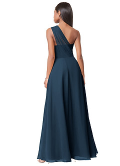 Azazie Ashley Bridesmaid Dresses Dark Navy A-Line Ruched Chiffon Dress image2