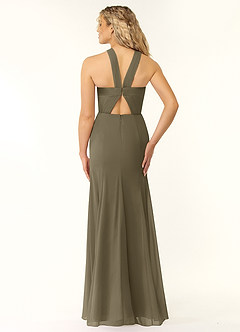 Azazie Rue Abiti da Damigella Abito A-Line in Chiffon con Scollo Halter Willow Green image2