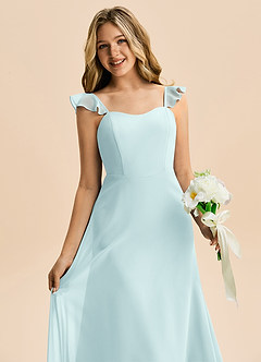 Azazie Mavie Junior Abito A-Line in Chiffon Increspato Sea Glass image5