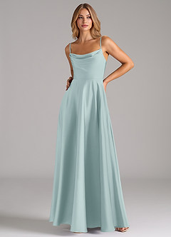 Azazie Elle Bridesmaid Dresses Mist A-Line Pleated Stretch Satin Dress image5