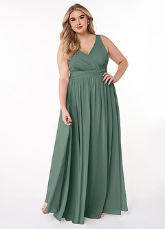 Azazie Kora Bridesmaid Dresses Sea Moss A-Line Pleated Chiffon Dress image7