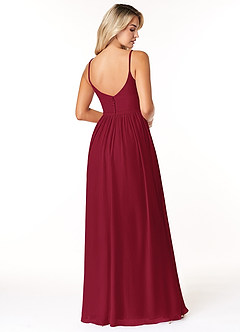 Azazie Rayna Bridesmaid Dresses Burgundy A-Line V-Neck Pleated Chiffon Dress image2