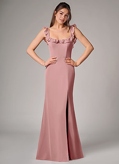 Azazie Callie Brautjungfernkleider Wandelbar Meerjungfrau-Linie Seitliche Cut-Outs Chiffon Kleid Altrosa image1