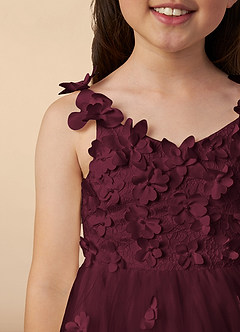 Azazie Ceres Flower Girl Dresses Cabernet Ball-Gown Lace Tulle Dress image3