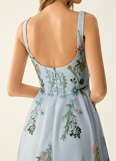 Saofire Blush Pink Multi Colorful embroidered flowers Prom Dress image6