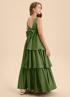 Azazie Meadowyn Junior Juniper A-Line Bow Stretch Satin Dress image6