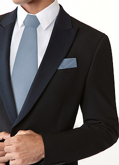 front Matte Satin Wide Tie and Pocket Square Set