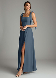 Azazie Debra Bridesmaid Dresses Neptune A-Line with Pockets Chiffon Convertible Dress image8