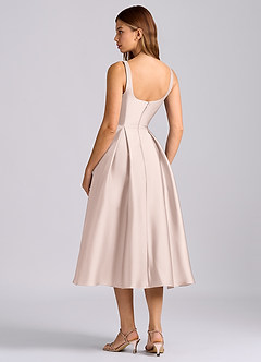 Azazie Amalie Bridesmaid Dresses Blushing Pink A-Line Pleated Stretch Satin Dress image5