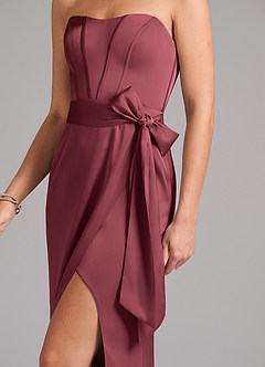 Azazie Jamie Jurken voor bruidsmeisjes Converteerbaar Jurk van Stretch Satijn met A-Lijn Strapless Merlot image7