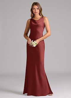 Azazie Allettie Bridesmaid Dresses Terracotta Mermaid Stretch Satin Dress image3