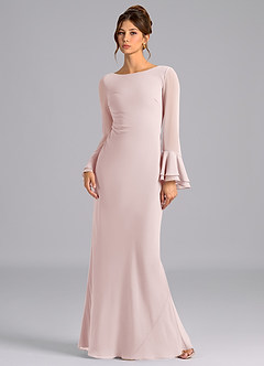 Azazie Leone Bridesmaid Dresses Blushing Pink Mermaid Corset Chiffon Dress image1