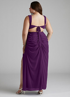 Azazie Jesaphine Bridesmaid Dresses Grape Sheath Ruched Mesh Dress image10