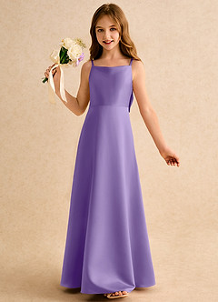 Azazie Joella Girls Formal Robe Demoiselle D'honneur Fillette Robe Trapèze en Mat Satiné Plissée Tahiti image3