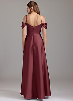 Azazie Marley Brautjungfernkleider Wandelbar A-Linie Schulterfrei Stretch-Satin Kleid Merlot image5