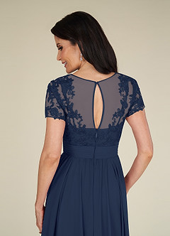 Azazie Annette Mother of the Bride Dresses Dark Navy A-Line Lace Chiffon Dress image6