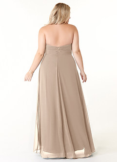 Azazie Tessie Bridesmaid Dresses Taupe A-Line V-Neck Pleated Chiffon Dress image7