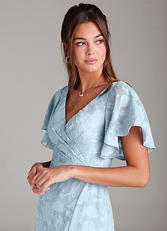 Azazie Ambrosia Bridesmaid Dresses Sky Blue A-Line Pleated Floral Burnout Dress image6