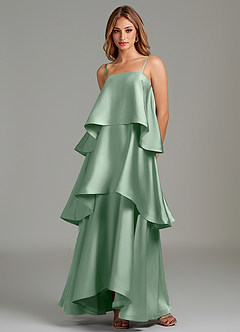Azazie Azalea Robes de demoiselle d'honneur Robe Trapèze en Satin extensible Drapé Agave image5