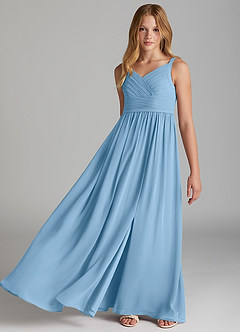 Azazie Chanel Junior Blushing Pink A-Line Sweetheart Neckline Chiffon Dress image2