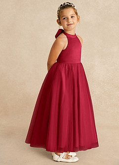 Azazie Bev Flower Girl Dresses Scarlet A-Line Convertible Tulle Dress image8