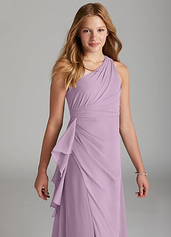 Azazie Maive Junior Wisteria A-Line Pleated Chiffon Dress image4
