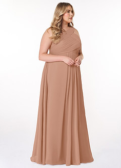 Azazie Kaleigh Bridesmaid Dresses Champagne Rose A-Line Pleated Chiffon Dress image10