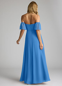 Azazie Sue Bridesmaid Dresses Blue Jay A-Line Off the Shoulder Chiffon Convertible Dress image4