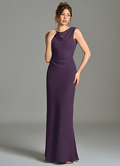 Azazie Kieryn Bridesmaid Dresses Plum Mermaid Pleated Chiffon Dress image4