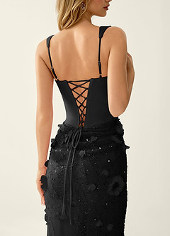 Belinda Black 3D Flowers Corset Lace Up Back Mermaid Prom Dress image7