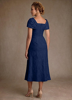 Azazie Aguilas Klänningar till brudens mor Klä Sjöjungfru i Blommig Jacquard Av axeln Mörkblå Jacquard image2