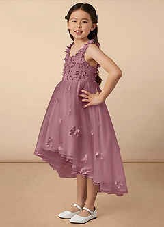 Azazie Ceres Jurken voor bloemenmeisjes Baljurk Jurk van Tule Kant Vintage Mauve image2