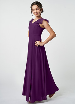 Azazie Claudine Junior Grape A-Line Pleated Chiffon Dress image3