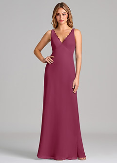 Azazie Tianna Final Sale Mulberry Sheath Chiffon Dress image1