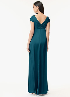 Azazie Allessia Maternity Bridesmaid Dresses A-Line Pleated Stretch Satin Floor-Length Dress image2