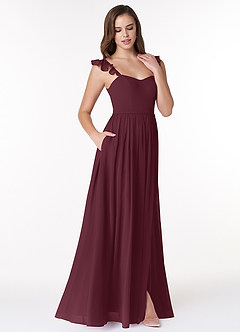 Azazie Metz Bridesmaid Dresses Cabernet A-Line Sweetheart Ruched Chiffon Dress image3