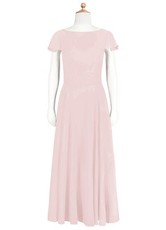 Azazie Payton Junior Vestido de Rosa Rubor de Gasa de Corte En A con Lazo image6