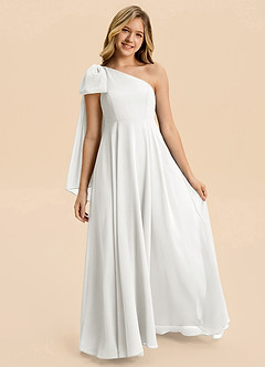Azazie Averie Junior White A-Line Pleated Chiffon Dress image5