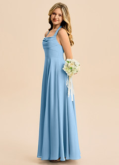 Azazie Kady Junior Steel Blue A-Line Sweetheart Neckline Chiffon Dress image5