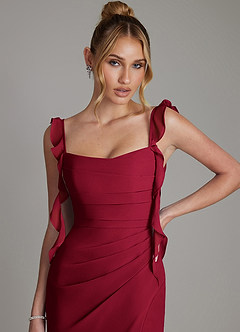 Azazie Jessamine Bridesmaid Dresses Burgundy Mermaid Corset Chiffon Dress image3