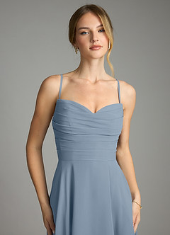 Azazie Ayla Abiti da Damigella Abito A-Line in Chiffon Scollo a Cuore Blu Polveroso image3