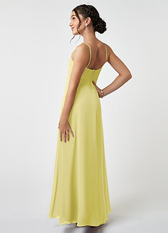 Azazie Collette Junior A-Linie Gestreift Chiffon Kleid Zitronensorbet image4