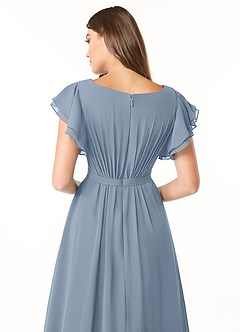 Azazie Daphne Modest Bridesmaid Dresses A-Line Ruffled Chiffon Floor-Length Dress image5