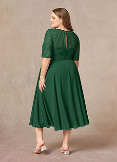 Azazie Dorothea vestidos de madre de la novia Vestido de Verde Oscuro de Gasa de Corte En A con Encaje image6