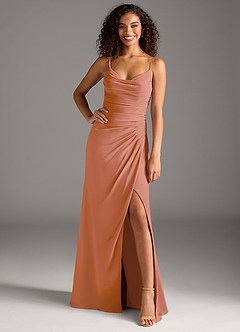 Azazie Deandra Brautjungfernkleider Meerjungfrau-Linie Plissee Chiffon Kleid Mai Tai image1